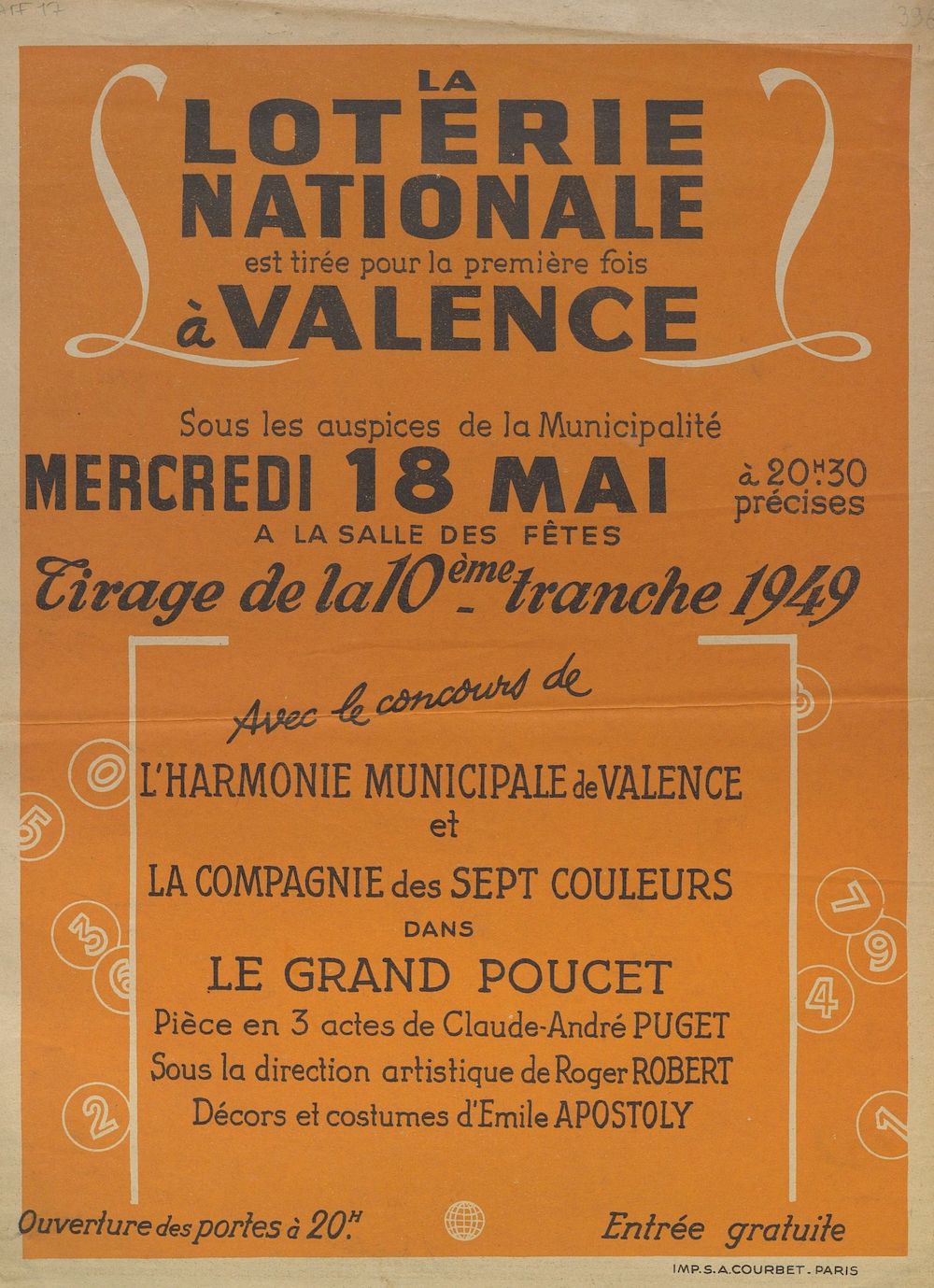 La loterie nationale est tirée pour la première fois à Valence. Sous les auspices de la Municipalité, mercredi 18 mai à la salle des fêtes