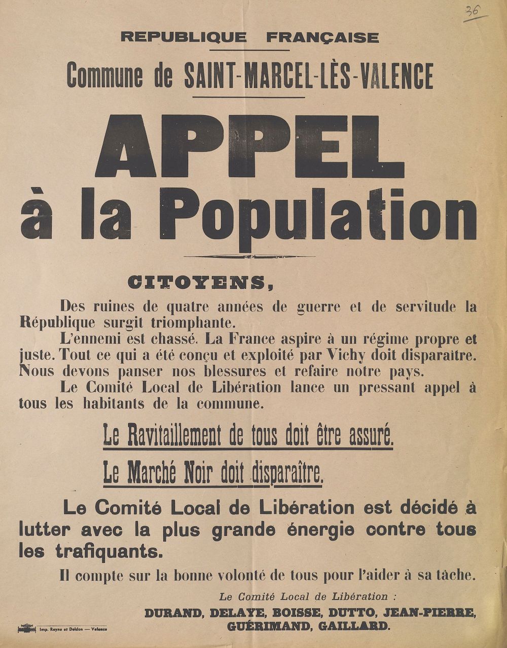 Commune de Saint-Marcel-lès-Valence. Appel à la population