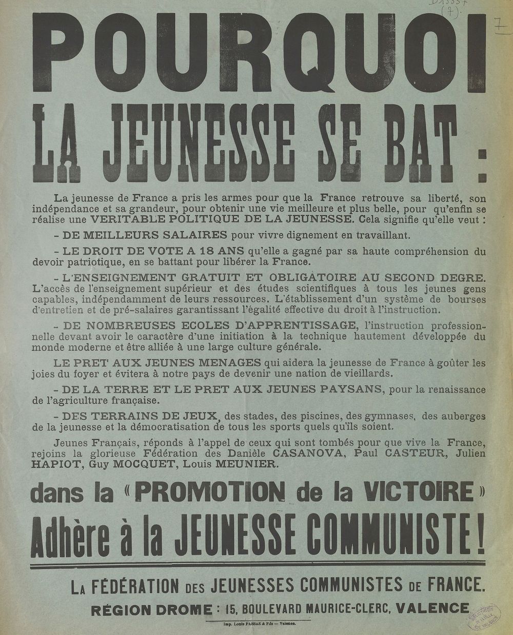 Fédération des Jeunesses communistes de France : pourquoi la jeunesse se bat