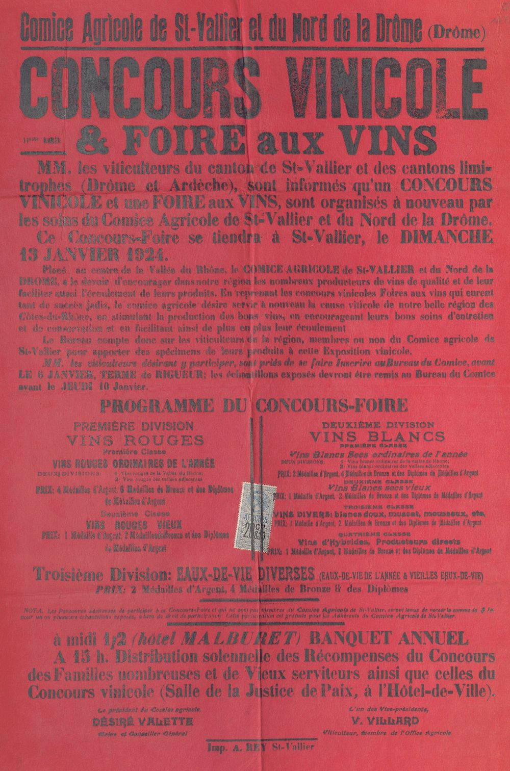 Comice agricole de Saint-Vallier et du Nord de la Drôme : Concours vinicole et foire aux vins 