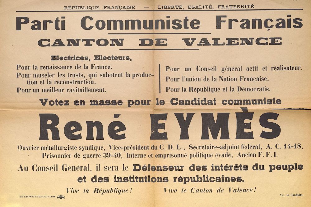 Parti Communiste Français. Canton de Valence : [élection au Conseil Général du 23 septembre 1945]