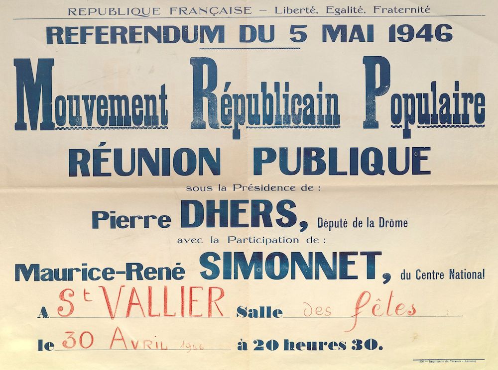 Référendum du 5 mai 1946. Mouvement Républicain Populaire : Réunion publique 