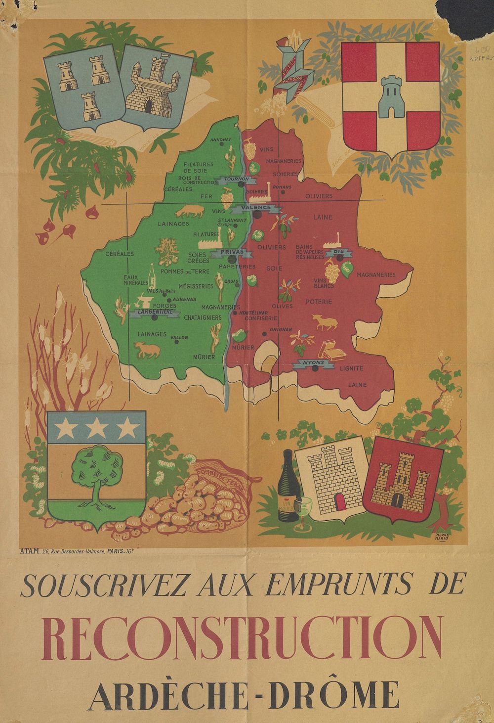 Souscrivez aux emprunts de reconstruction. Ardèche, Drôme : [affiche] / Pierre Mario