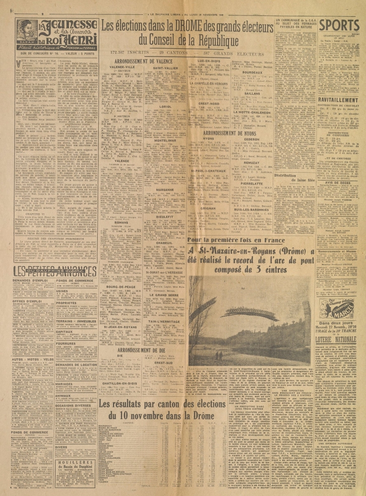 Premier épisode de la désignation du Conseil de la République : la France a élu 80 000 grands électeurs [Le Dauphiné Libéré, 25 novembre 1946]