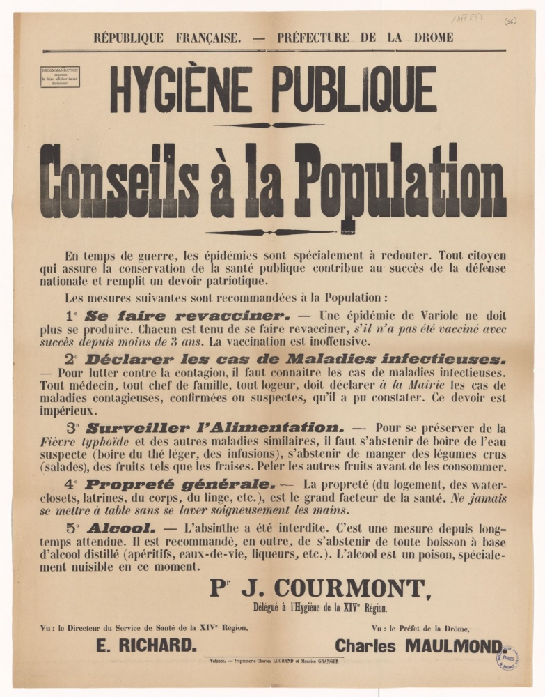 Préfecture de la Drôme. Hygiène publique : Conseils à la Population