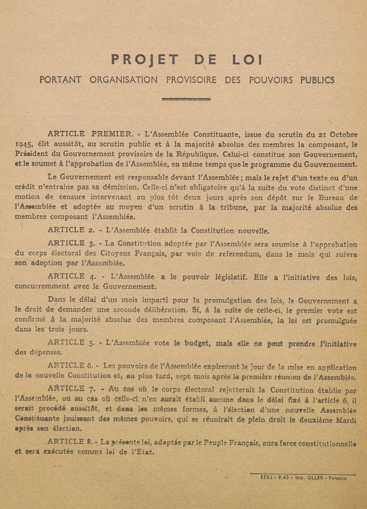 Référendum du 21 octobre 1945 [bulletin de vote]