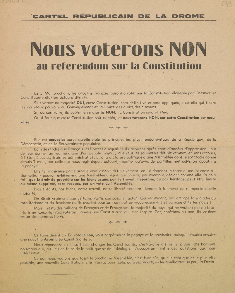 Nous voterons non au référendum sur la Constitution