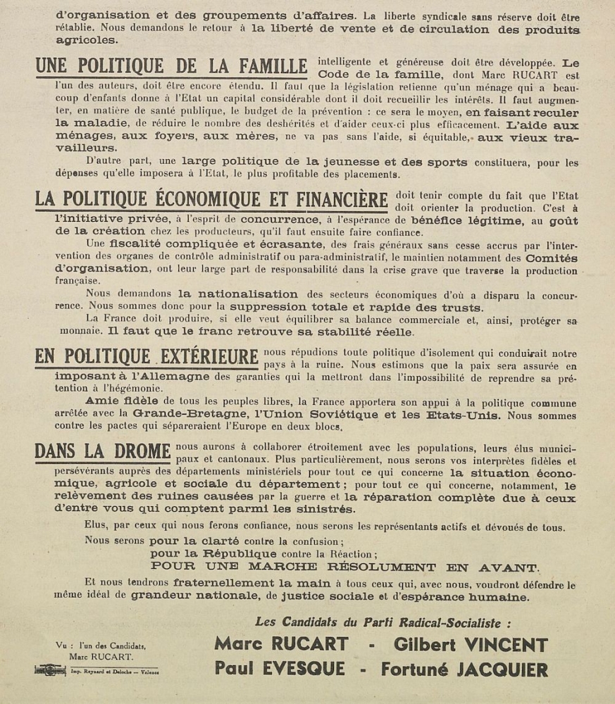 Élection du 21 octobre 1945 : liste Radicale-Socialiste