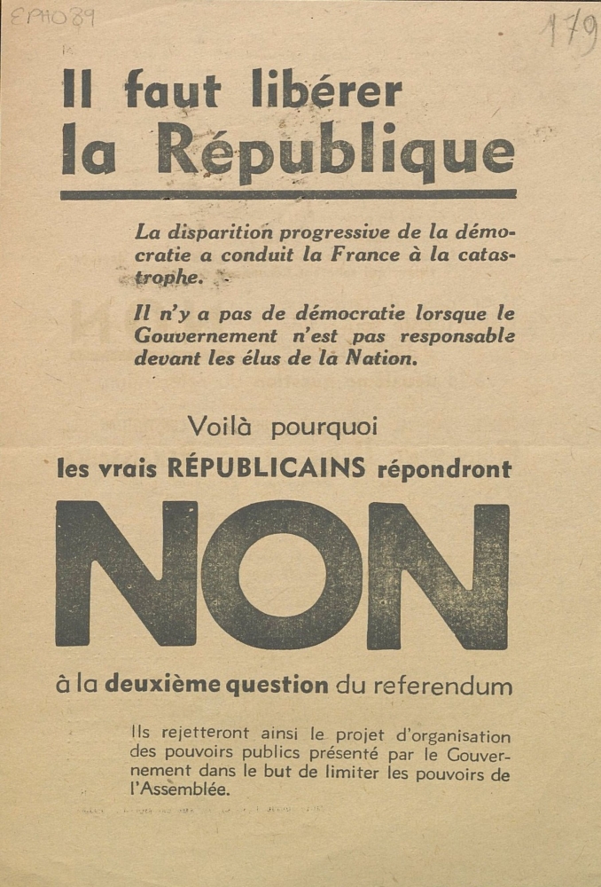 Il faut libérer la République : Mouvement Unifié de la Renaissance [bulletin d'adhésion]