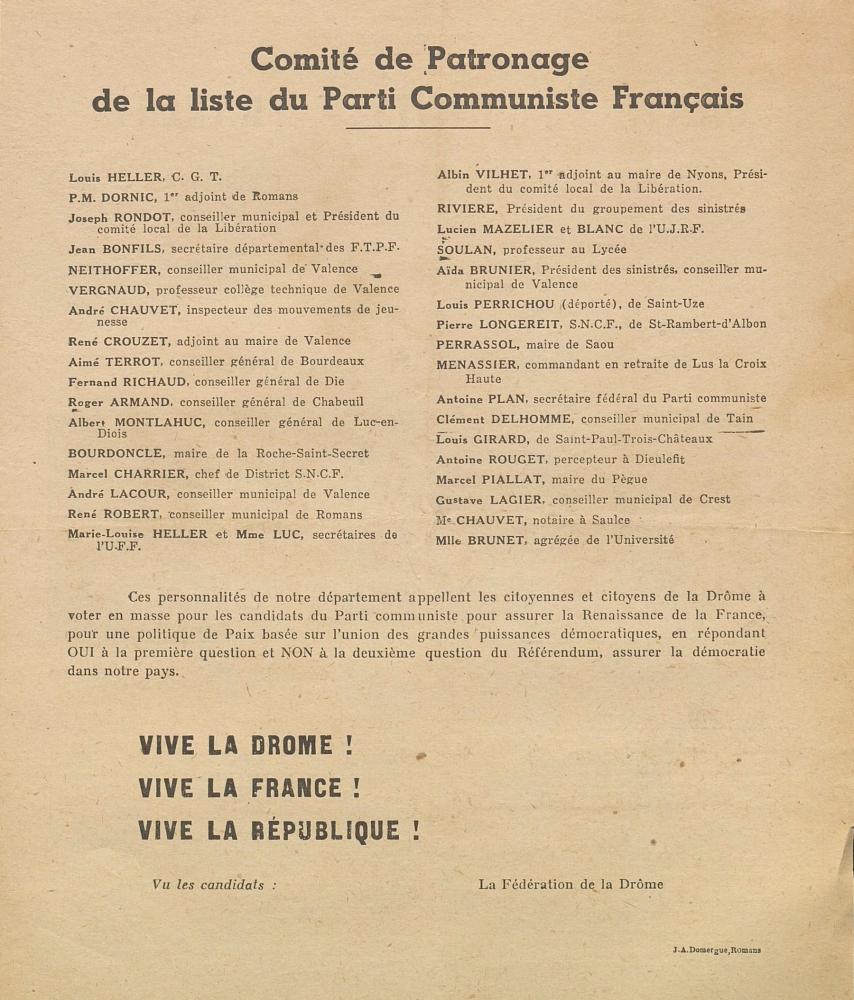 Élections générales du 21 octobre 1945 : Parti Communiste Français