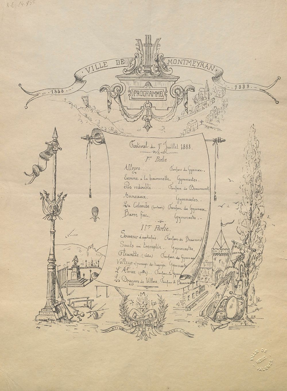 Ville de Montmeyran : programme du festival du 1er Juillet 1888