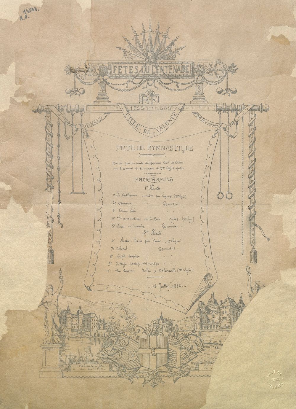 Ville de Valence : fête de gymnastique dans le cadre du centenaire de 1788, 22 juillet 1888