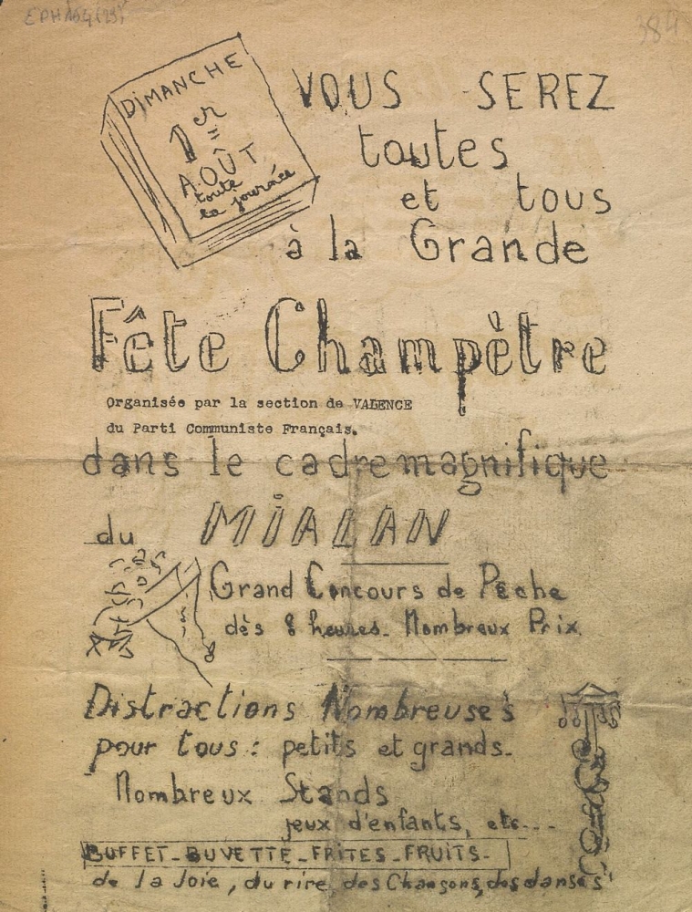 Section de Valence du Parti Communistre Français : vous serez toutes et tous à la grande fête champêtre au Mialan le dimanche 1er août à Granges-Lès-Valence