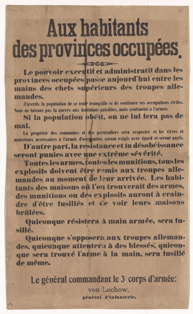 Aux habitants des provinces occupées