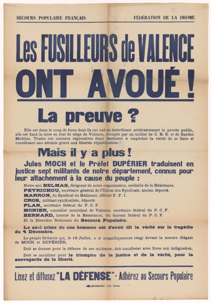 Secours Populaire Français - Fédération de la Drôme : Les fusilleurs de Valence ont avoué !