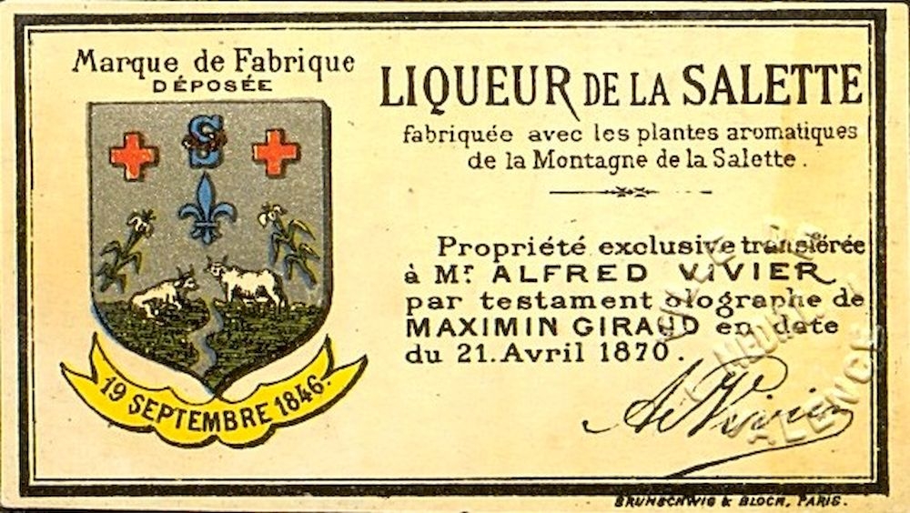 Liqueur de la Salette fabriquée avec les plantes aromatiques de la Montagne de la Salette