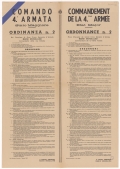 Commandement de la 4ème Armée. Etat Major : Ordonnance n°2 [version bilingue italien/français sur la situation militaire en Provence et Méditerranée]