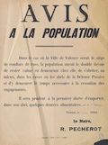 Avis à la population [signé R. Pécherot, maire de Valence, 23 août 1944]