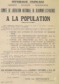 Comité de Libération Nationale de Beaumont-lès-Valence. A la population : [appel]