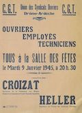 C.G.T. Union des syndicats ouvriers Drôme-Ardèche : ouvriers, employés, techniciens [assemblée de la CGT Drôme-Ardèche le 9 janvier 1945]