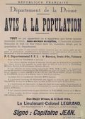 Département de la Drôme : Avis à la population [restitution de tout ce qui a appartenu à l'armée allemande au bureau départemental des Forces Françaises de l'Intérieur]