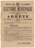 Ville de Valence. Élections municipales. Deuxième tour de Scrutin : Arrêté pour l'élection de 15 membres au Conseil municipal [Valence, le 2 mai 1892]