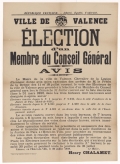 Ville de Valence. Élection d'un Membre du Conseil Général : Avis [Valence, 20 juillet 1898]