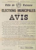 Ville de Valence. Elections municipales : Avis [Valence, 20 avril 1908]