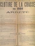 Préfecture de la Drôme. Clôture de la chasse en 1920 : Arrêté [Valence, 17 décembre 1919]