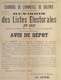 Préfecture de la Drôme. Chambre de commerce de Valence : Révision des Listes Electorales en 1923