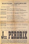 Élections cantonales du 23 septembre 1945 : Républicains, vous voterez tous pour le candidat le plus qualifié, pour Jean Perdrix