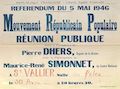 Référendum du 5 mai 1946. Mouvement Républicain Populaire : Réunion publique 