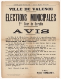 Ville de Valence. Élections municipales - 2ème Tour de scrutin : Avis [Valence, 08 mai 1912]