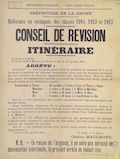 Préfecture de la Drôme. Réformés ou exemptés des classes 1914, 1913 et 1912. Conseil de révision : Itinéraire [arrêté du 23 septembre 1914]