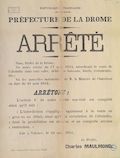 Préfecture de la Drôme. Arrêté [22 août 1914]