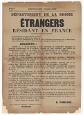 Département de la Drôme. Etrangers résidant en France [décret du 02 août 1914]