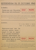 Référendum du 21 octobre 1945 [bulletin de vote]