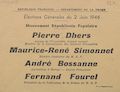 Département de la Drôme. Élections générales du 10 novembre 1946 : Mouvement Républicain Populaire [bulletin de vote]