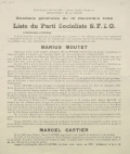 Département de la Drôme. Élections générales du 10 novembre 1946 : liste du Parti Socialiste S.F.I.O. [profession de foi de  Marius Moutet, Édouard Girouin, Marcel Cartier et Maurice Pic]