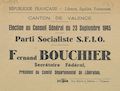 Canton de Valence. Election au Conseil Général du 23 septembre 1945 : Fernand Bouchier / Parti Socialiste S.F.I.O. [bulletin de vote]