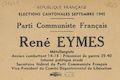 Élections cantonales septembre 1945 : René Eymès / Parti Communiste Français [bulletin de vote]