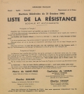 Département de la Drôme. Élections générales du 21 octobre 1945 : liste de la Résistance Sociale et Antifasciste