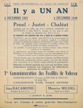 Union départementale et locale des syndicats. C.G.T. F.S.M. : Il y a un an. 1re commémoration des fusillés de Valence