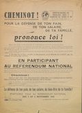 Fédération nationale des travailleurs, cadres et techniciens des chemins de fer. C.G.T. : Cheminot ! Pour la défense de ton pain, de ton salaire, de ta famille, prononce toi !