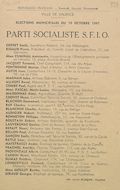 Ville de Valence. Élections municipales du 19 octobre 1947 : liste du Parti Socialiste S.F.I.O.