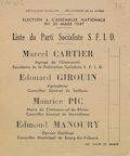 Département de la Drôme. Élection à l'Assemblée Nationale du 30 mars 1947 : liste du Parti Socialiste S.F.I.O. [bulletin de vote]