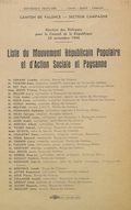 Canton de Valence. Élection des Délégués pour le Conseil de la République 24 novembre 1946 :  liste du Mouvement Républicain Populaire et d'Action Sociale et Paysanne