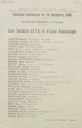 Département de la Drôme. Canton de Valence - 1er secteur. Élection cantonales du 24 novembre 1946 : liste socialiste S.F.I.O. et d'Action Démocratique 