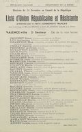 Département de la Drôme. Élection du 24 novembre au Conseil de la République : liste d'Union Républicaine et Résistante présentée par le Parti Communiste Français : Valence-ville 2e secteur 