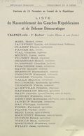 Département de la Drôme. Canton de Valence. Élection du 24 novembre au Conseil de la République : liste du Rassemblement des Gauches Républicaines et de Défense Démocratique